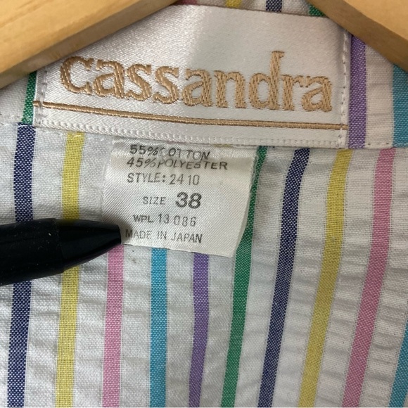 Vintage Pastel Striped Seersucker Open Blazer Rainbow Retro Career Sz 38 (M) - Picture 4 of 6